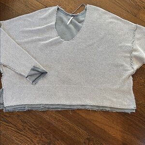 Free People Soft Gray/Blue V-Neck Sweater